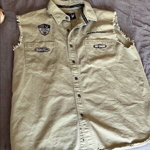 Harley-Davidson Olive Green Sleeveless Patch Vest